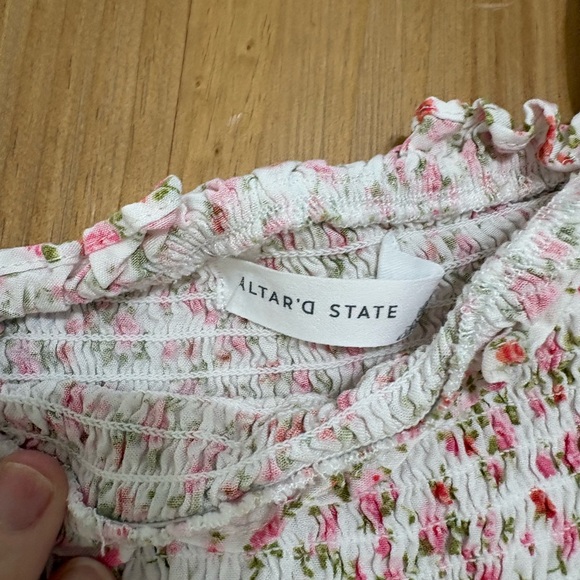 Altar'd State Pink and Green Floral Textured dress - Picture 3 of 3